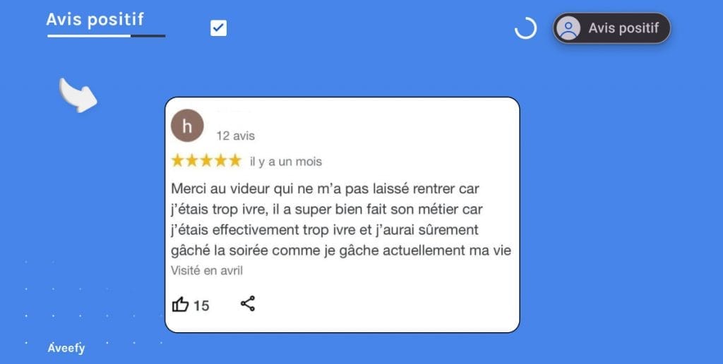 Avis positif d'un client d'une boite de nuit