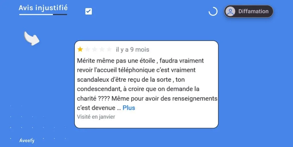 exagération du propos sur un avis négatif Google My Business