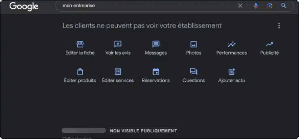 Fiche établissement Google supprimé par aveefy en france.