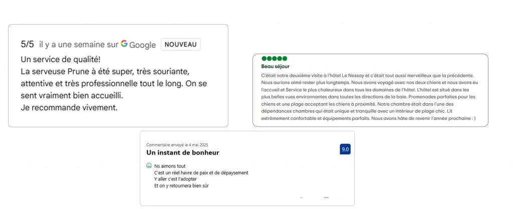 Avis Google, Tripadvisor, Booking de l'Hôtel Le Nessay, SLH-Saint-Briac-sur-Mer